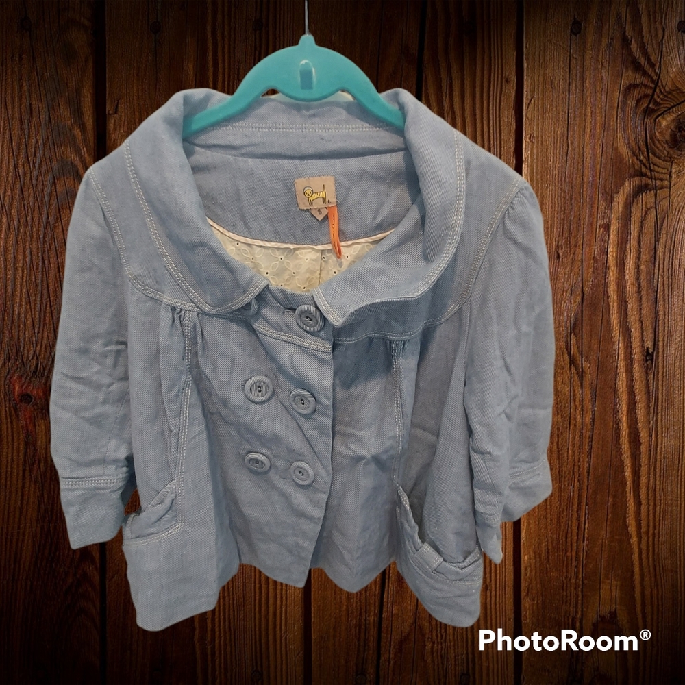 Anthropologie Purr Blue Mucro Stripe Jacket